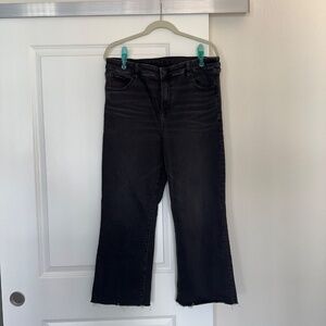 AE Next Level High-Waisted Kick Bootcut Crop Jean - 16 Regular - Black